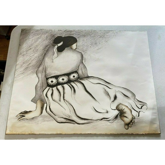 R.C. Gorman Signed Limited Edition Lithograph "Seated Woman" # 48/50 - Picture 1 of 10